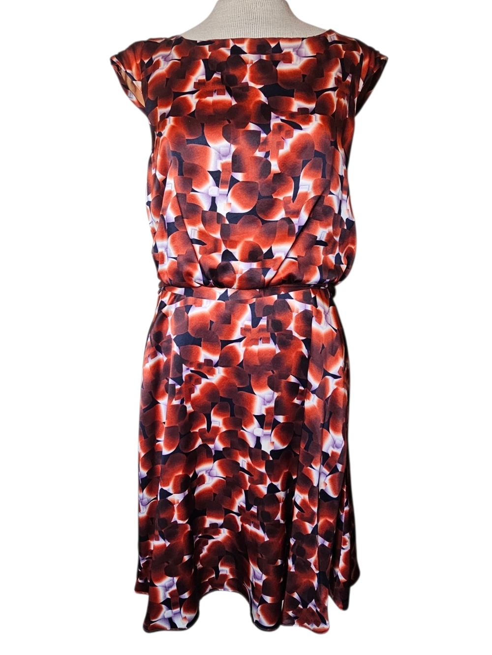 Carolina Herrera Vintage Archival Dress Size 10 100% Silk Abstract Designer